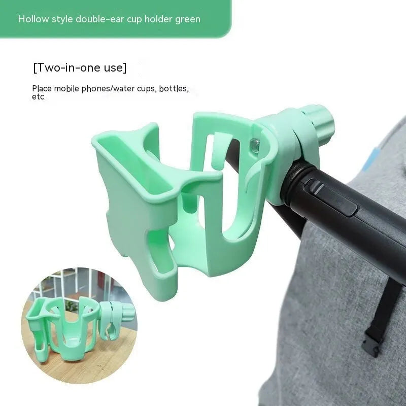 Black ABS plastic universal car cup holder showing dimensions