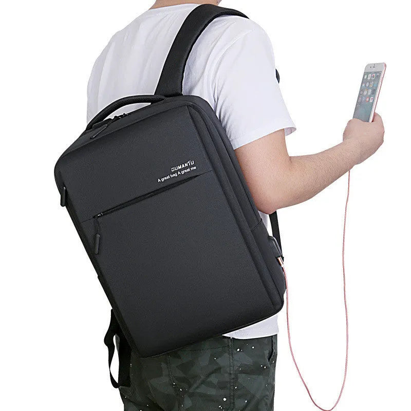 Medium 20-35L cotton cloth business backpack with computer pocket in Black or Grey, model 9002A