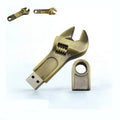 Metal wrench USB 3.0 flash drive with double-headed plum blossom design, metal shell, and small chain