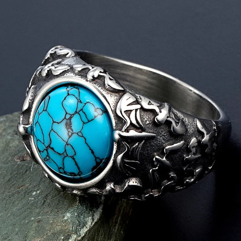 Retro titanium steel unisex ring in steel colour, available in sizes 8 to 12