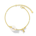 Silver electroplated white chalcedony bracelet with peace buckle and starry sky design