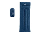 Camping thin portable envelope sleeping bag for adults in navy blue with hollow cotton filling