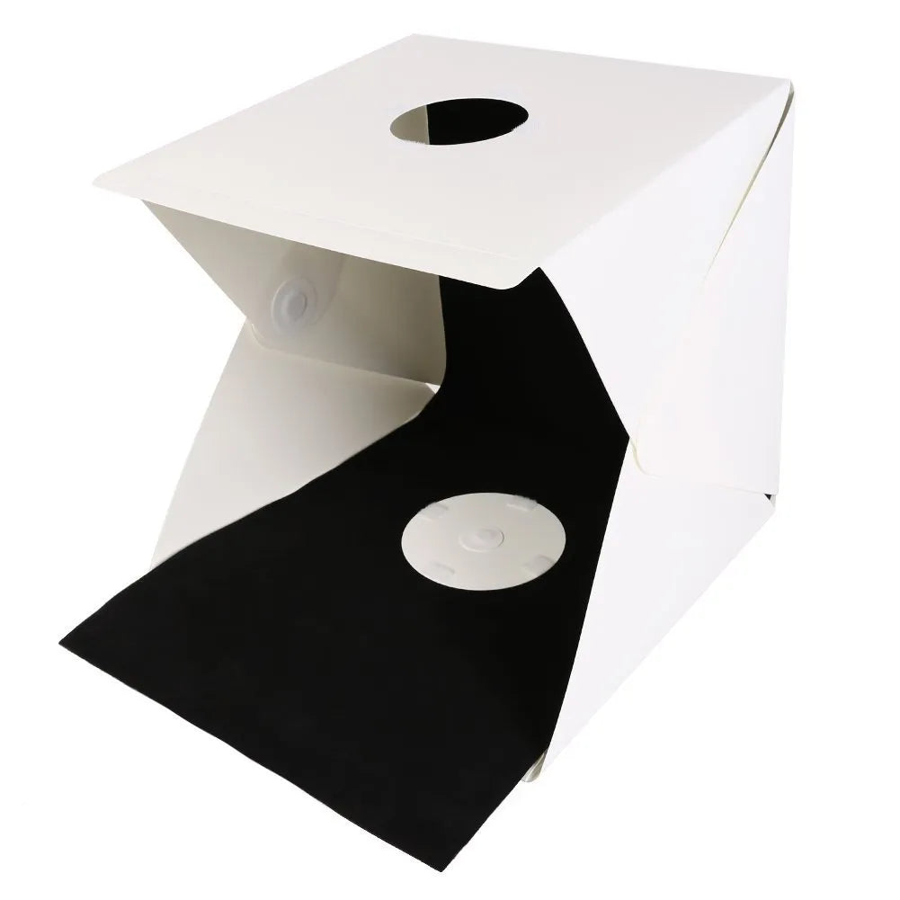 Mini folding studio set with dual LED light bar and six coloured background cloths, 40x40x40cm
