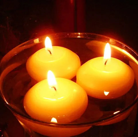 Ivory white floating candles in cylindrical shape, pack of 10 for wedding celebrations