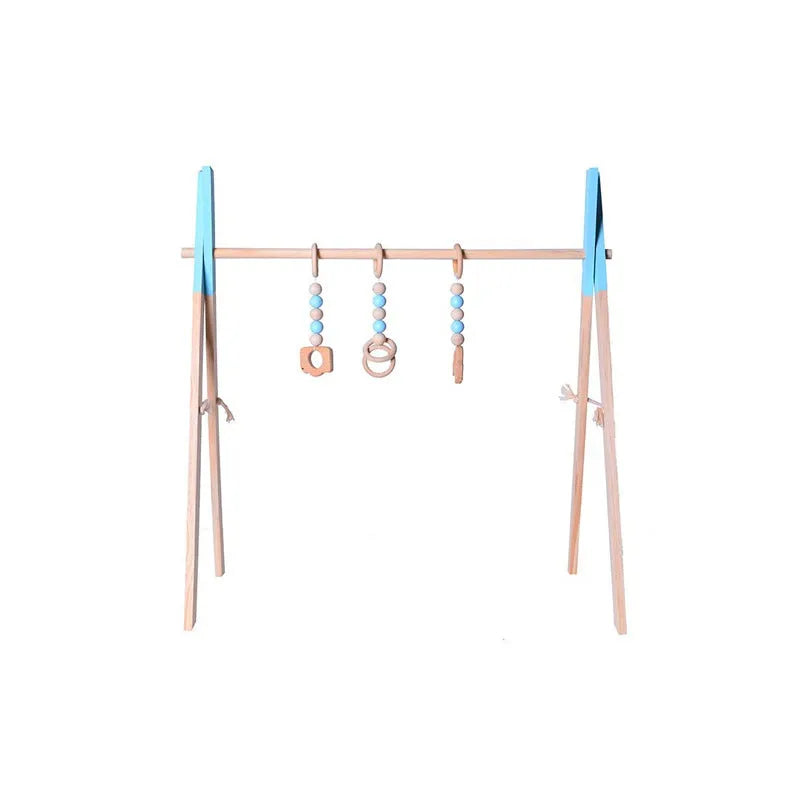 Wooden baby infant fitness frame decorative toy polished wood 47.5cm height multi-colour