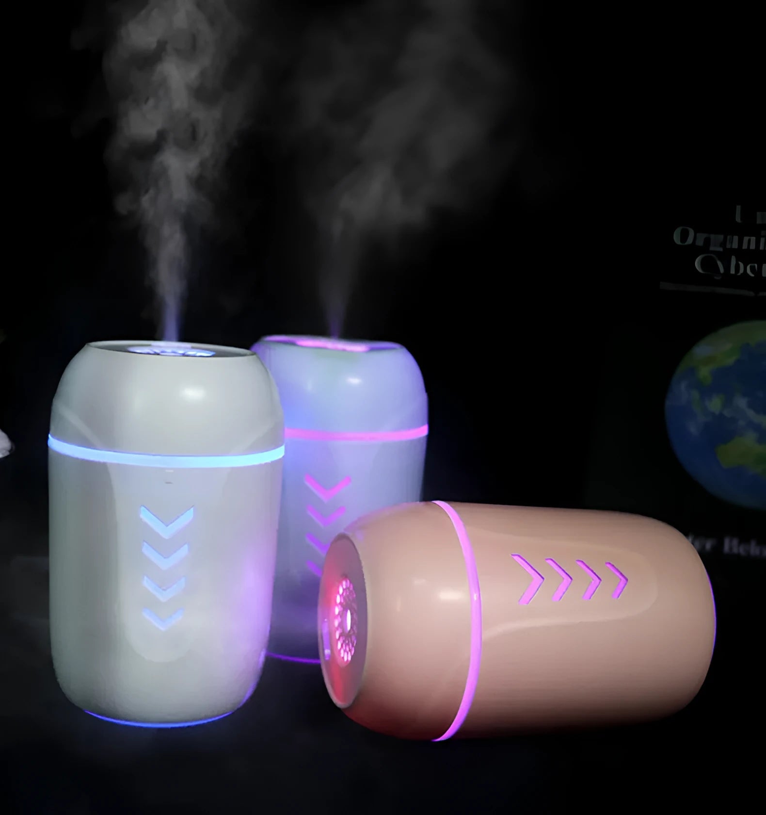 X3 portable car humidifier in blue colour with columnar design and single mist outlet