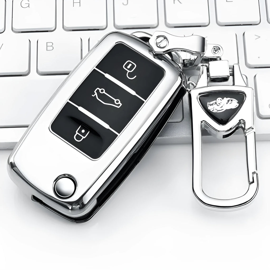 VW Model A car key case set with folding design for three keys in TPU material
