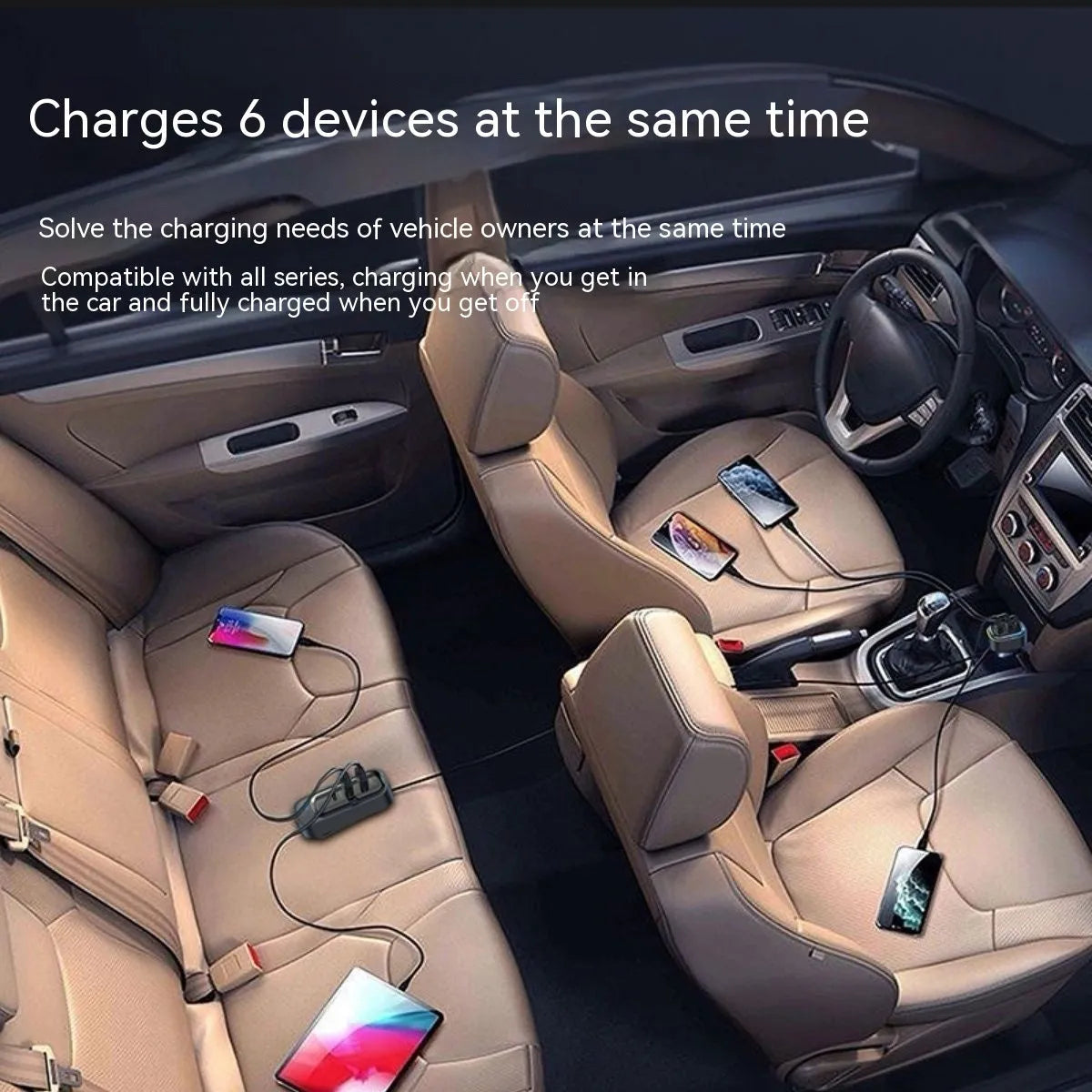 Automatic retractable vehicle charger with headband and multi-port plug for cigarette lighter socket