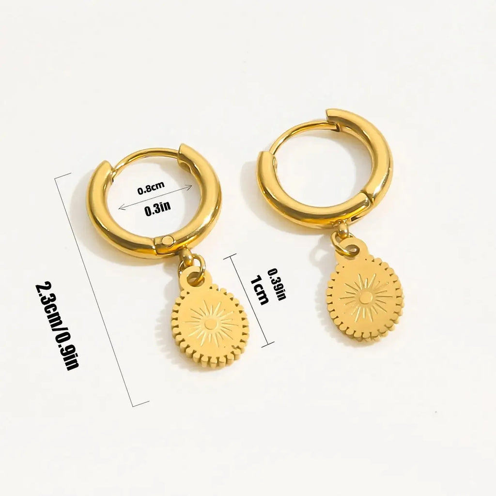 Stainless steel geometric ellipse ear button earrings in colour XY-EH005.