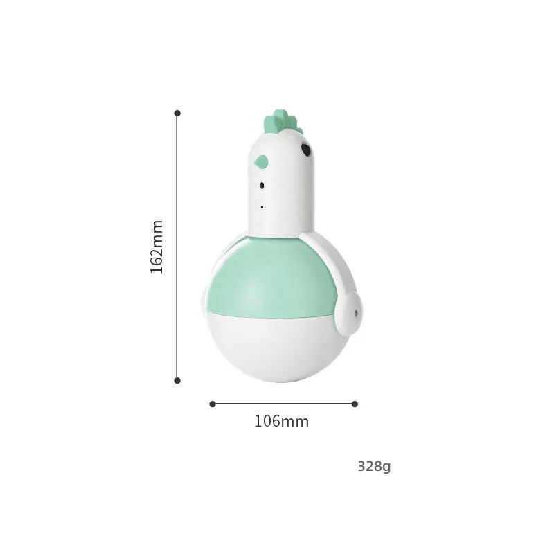 Electric chicken-shaped cat toy with infrared sensor and self-balancing system in green or orange colour