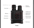 NV400B infrared night vision binocular in black, 75mm objective lens, 22cm x 14cm x 6cm
