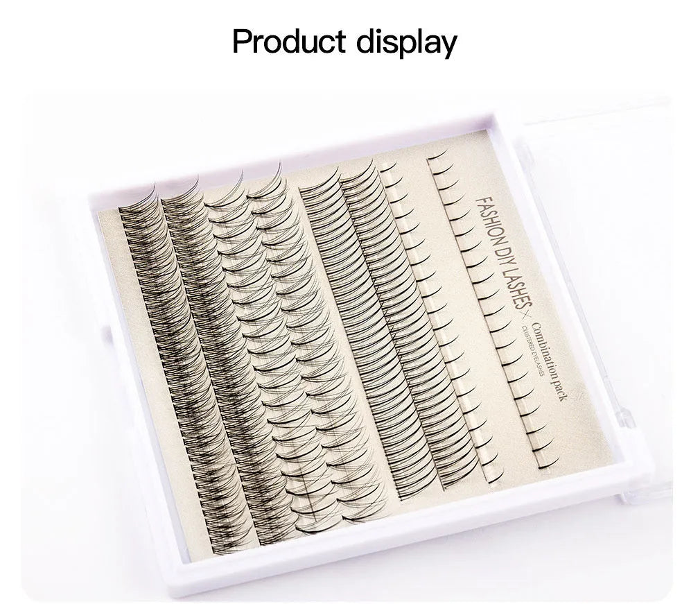 False eyelash glue set with lashes, tweezers, brush, and pink or black adhesive bottle