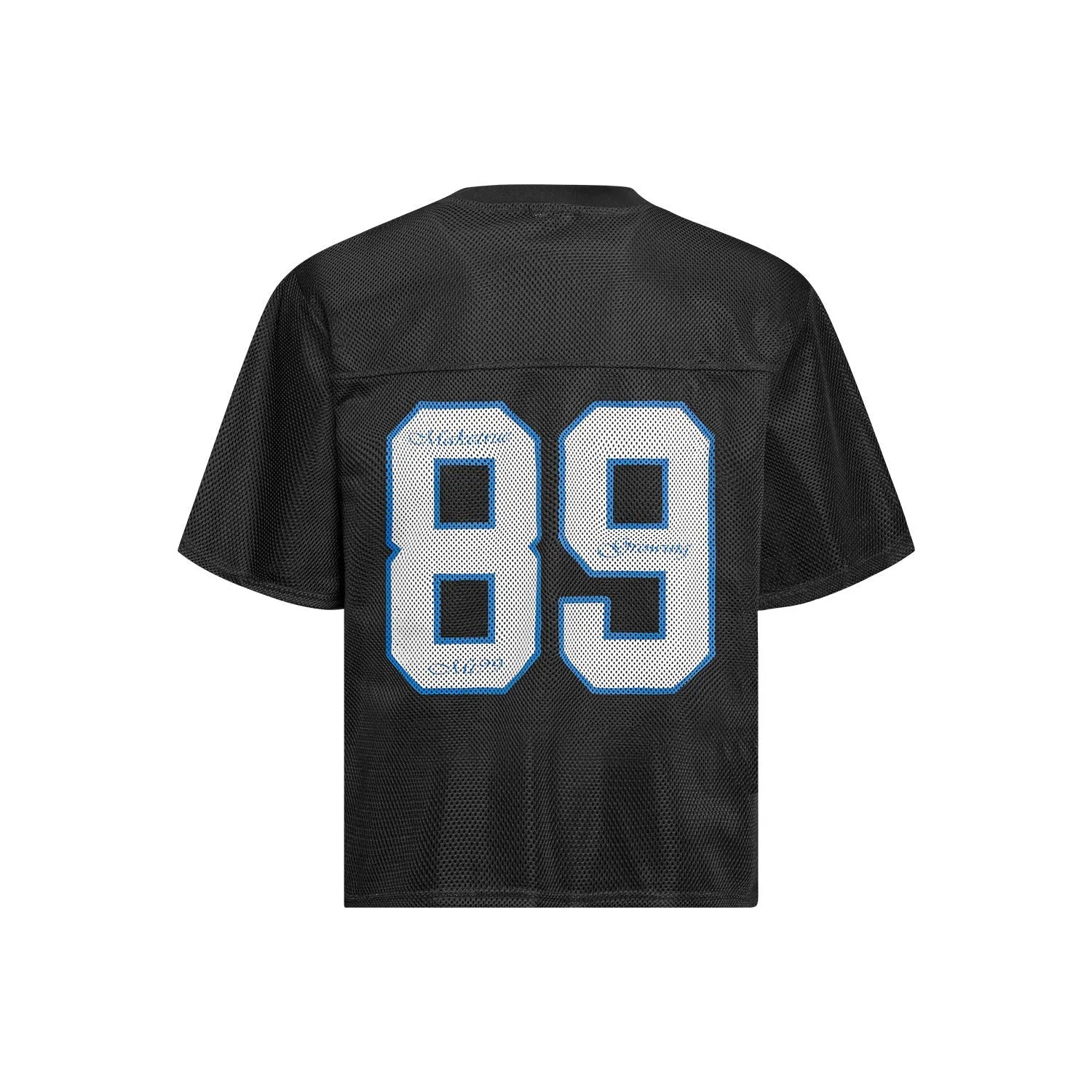 Men's black and white loose-fitting casual t-shirt with alphanumeric printing