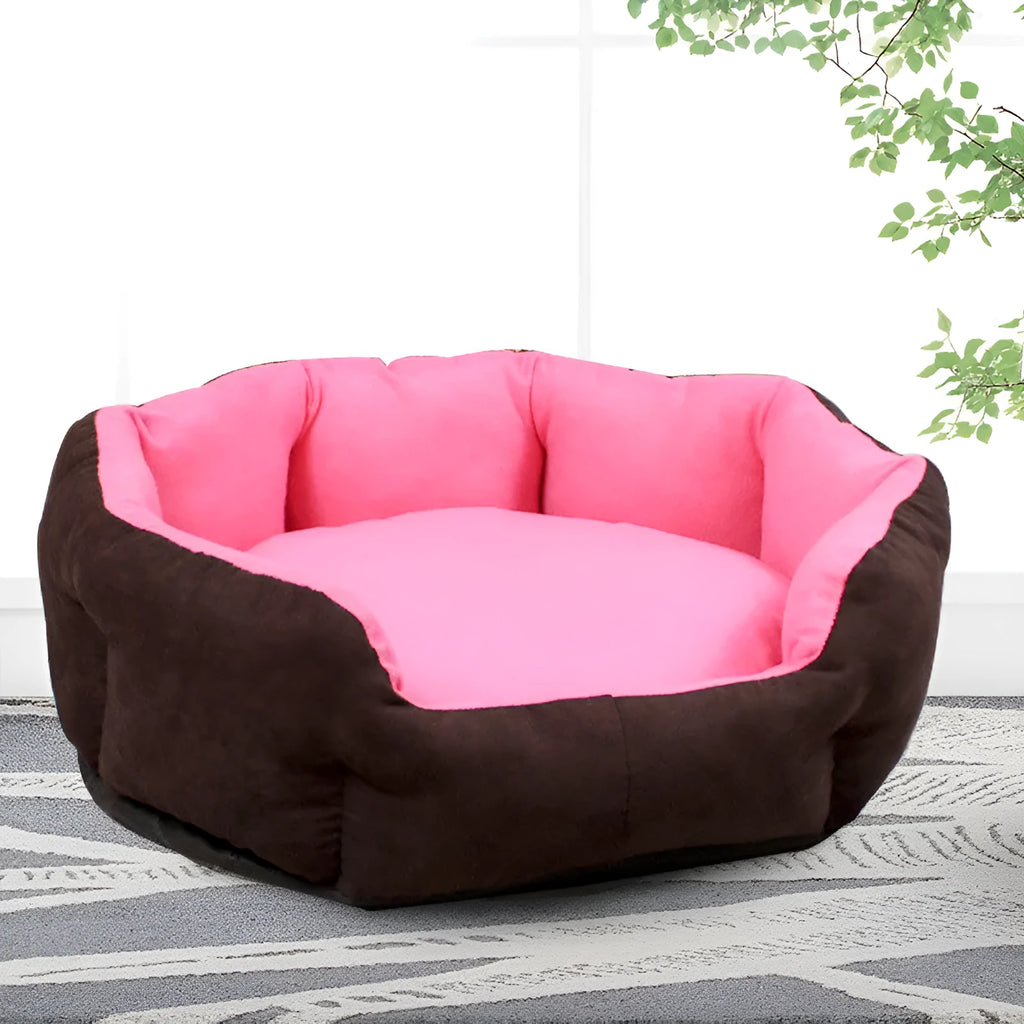 Round cloth pet nest in grey with a removable cover, suitable for dogs and cats size M to XXL