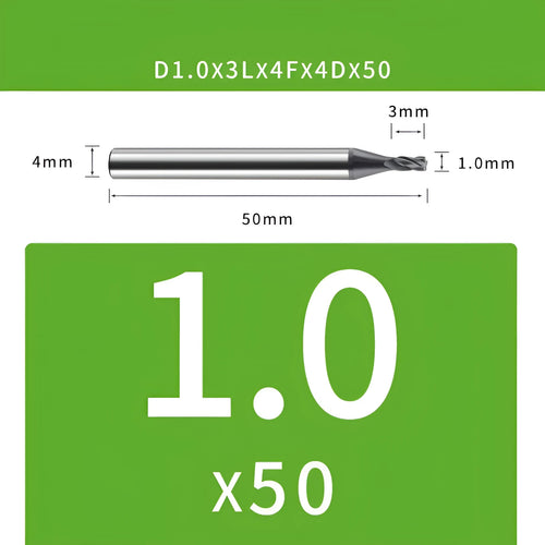 4-blade tungsten steel end mill for CNC machining with size specifications