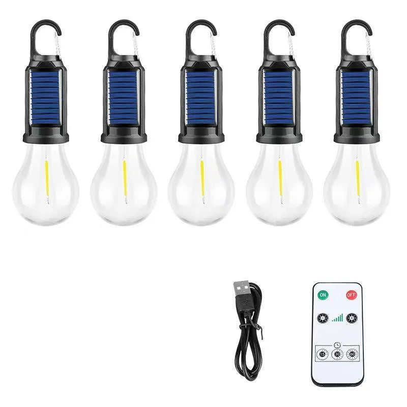 Five solar-powered outdoor lantern light bulbs with pastoral style ABS plastic housing