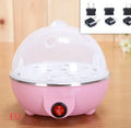Multifunctional electric egg cooker with automatic power off and anti-dry protection, shown in blue, pink, or yellow
