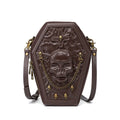Men's black embossed Halloween messenger bag with three-dimensional pockets showing crossbody strap and structured shell shape
