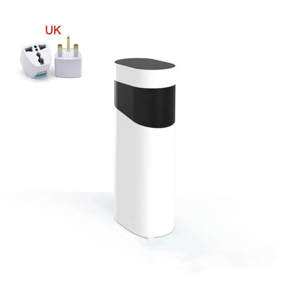 Small black or green instant hot water dispenser with Nano heating film on a desktop.