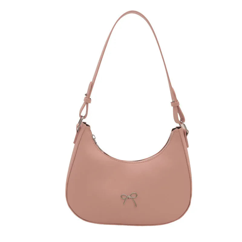 Women's dumpling-shaped shoulder baguette handbag with underarm small bag in PU leather