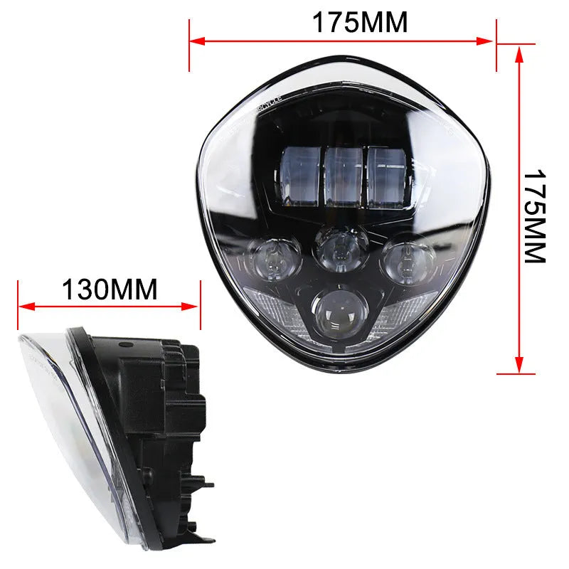 Motorcycle LED headlight near and far beam black aluminium alloy shell waterproof