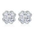 Zeng Yin women's 925 silver heart and four-leaf clover earrings with zircon stones in white gold colour.