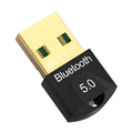 Black Bluetooth 5.0 USB adapter for desktop computer and notebook audio transmitter receiver with 20m range