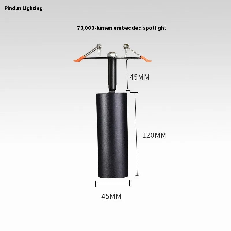 Black and white aluminium cylinder recessed track spotlight for ceiling installation