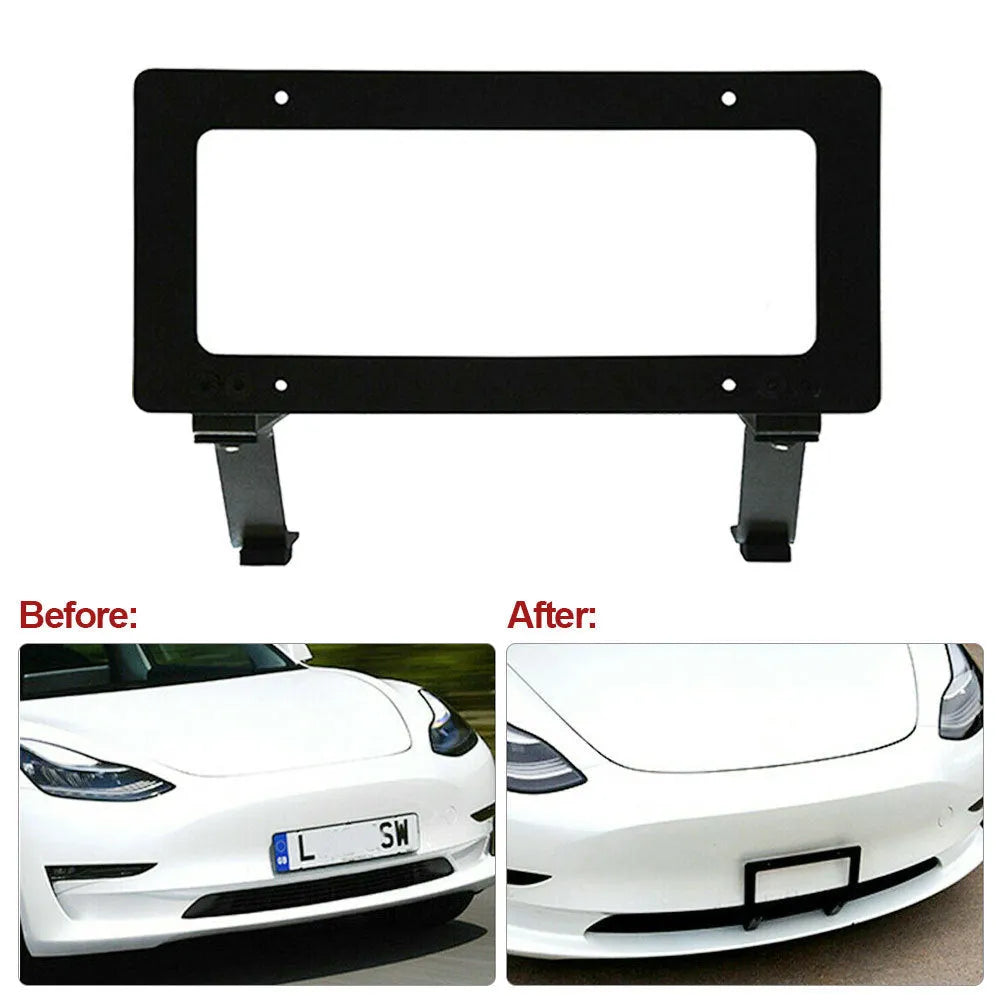 American-style license plate bracket in brushed aluminium alloy for Tesla Model 3 and Model Y