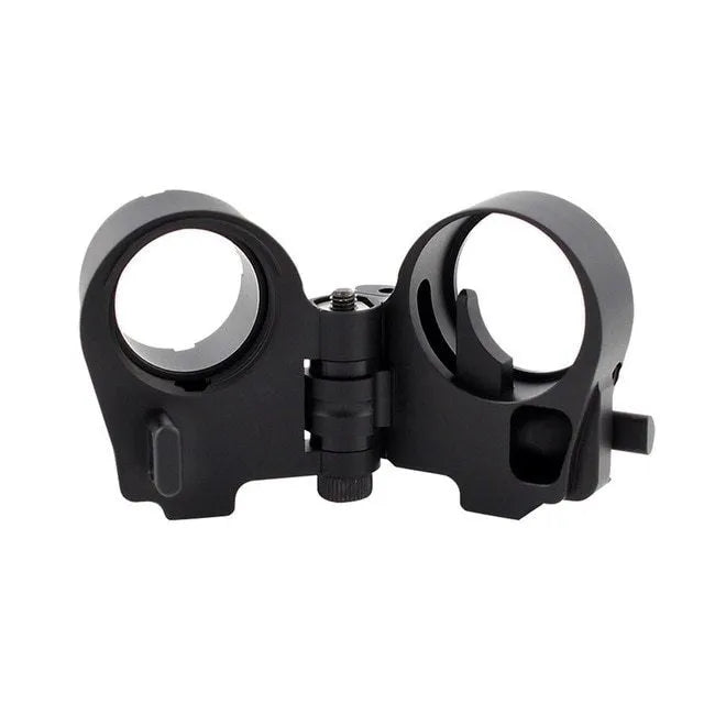 Third generation black aluminium folding stock adapter for AR-15 and AR-10 rifles, DLC finish, compact storage