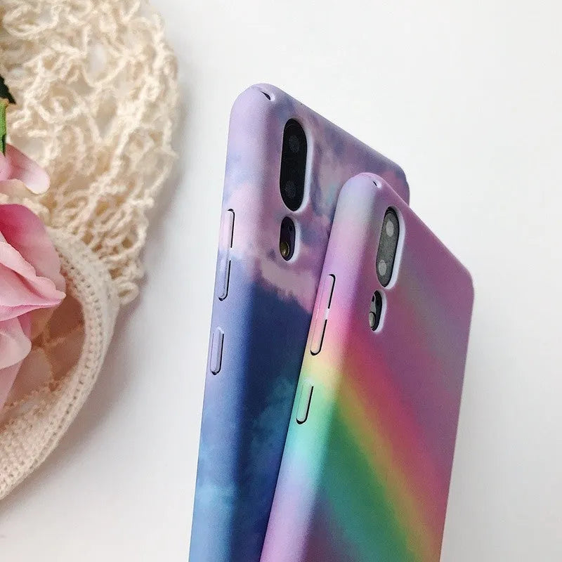Huawei mobile phone case back cover PC material water sticker design blue purple Mate20 P20 P30