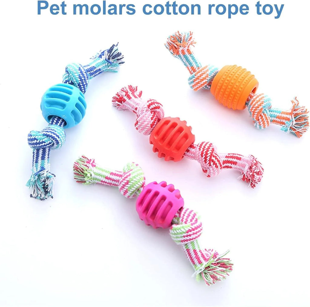 Blue dog chew toy with rope texture for cleaning teeth and protecting oral health.