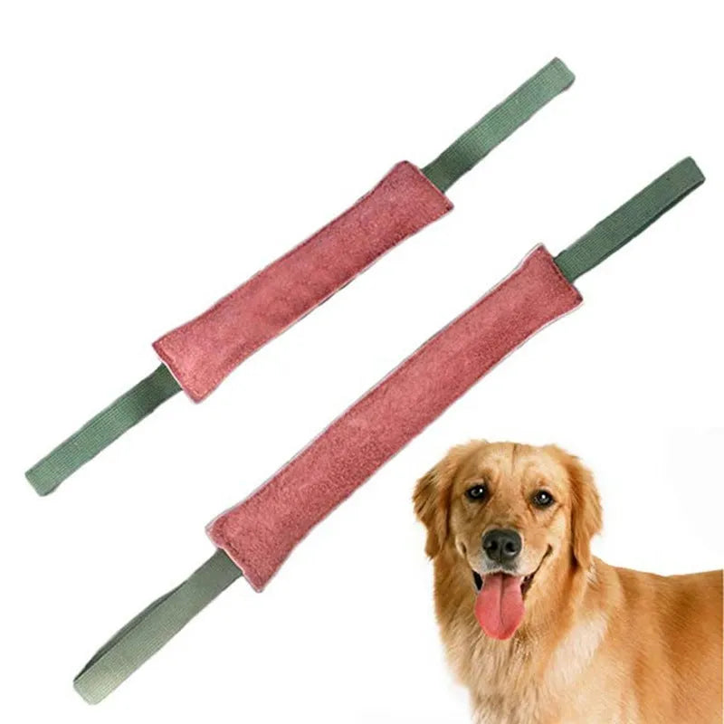 Natural cowhide dog biting training stick 40cm on plain background training exercise toy