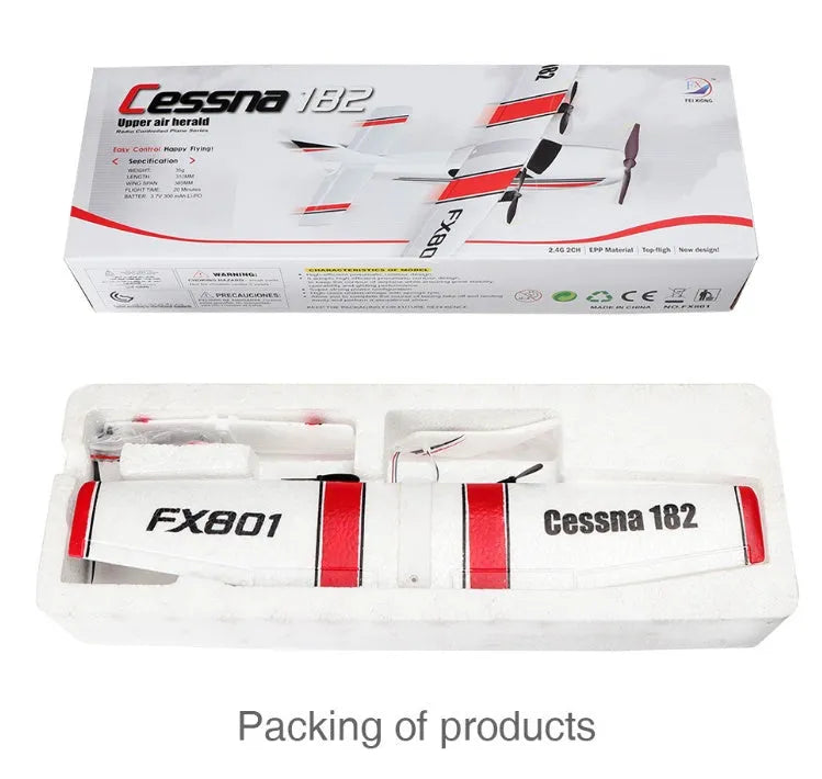 DIY Cessna 182 remote control glider made of EPP foam, 38.5 cm wingspan, orange and white colour scheme
