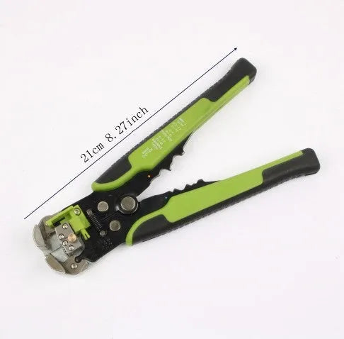 Yellow automatic wire stripper crimper tool with alloy steel jaws for 10-24 AWG cables