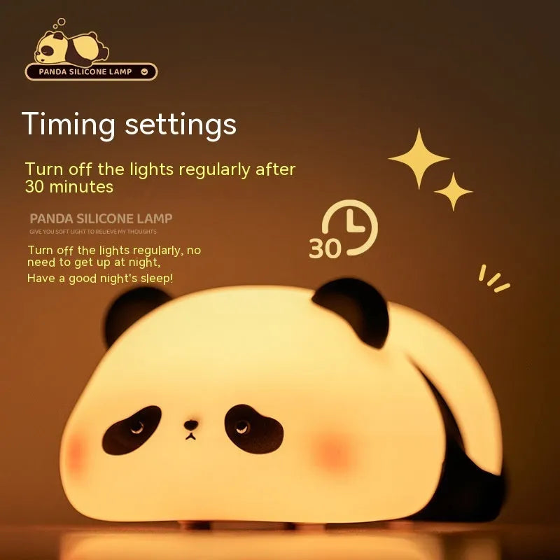 Cartoon panda night light for kids with rechargeable battery and clap controls