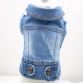 Denim dog vest with retro scratch pattern in dark and light colours for small dogs