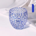 Sapphire blue crystal glass wine glass with hand-carved bubble pattern, 201-300ml capacity, Japanese simple style