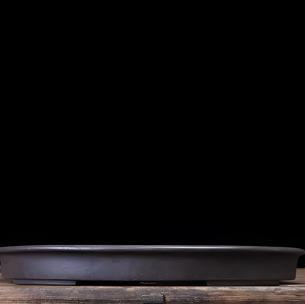 Black clay oval shallow basin, large 53cm and extra-large 64cm purple clay pot for bonsai and succulents