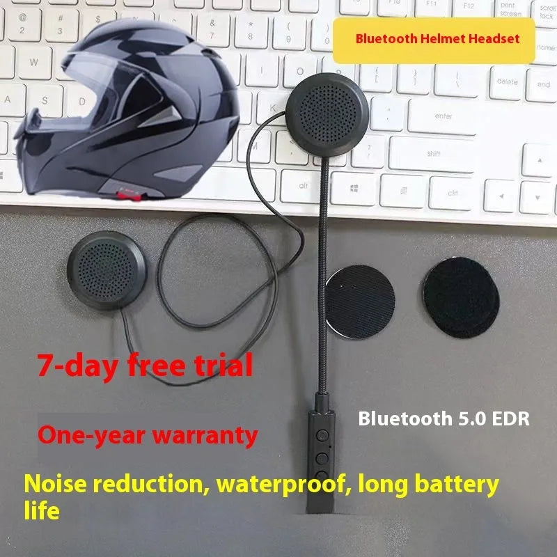 Black motorcycle helmet Bluetooth headset with large volume stereo and waterproof design on helmet interior