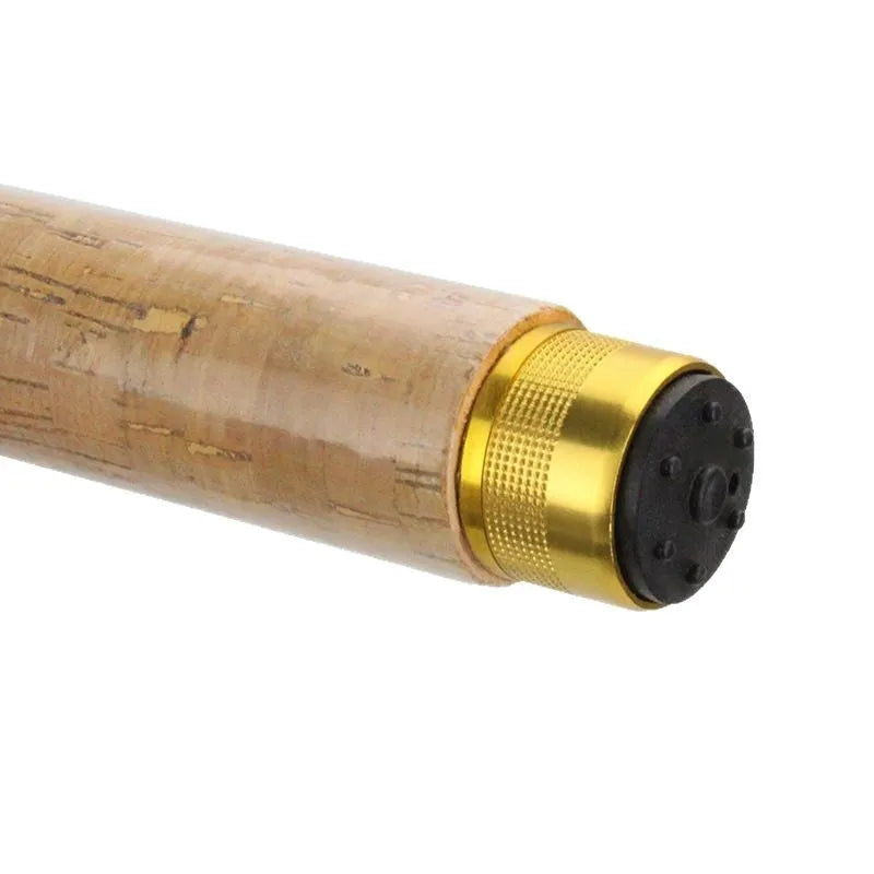 Ice fishing retractable rod with wood grain finish, 0.6m collapsed length, carbon coated
