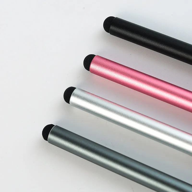 Black disc touch screen pen with aluminium handle, copper parts, 124.2mm long, dual-headed stylus