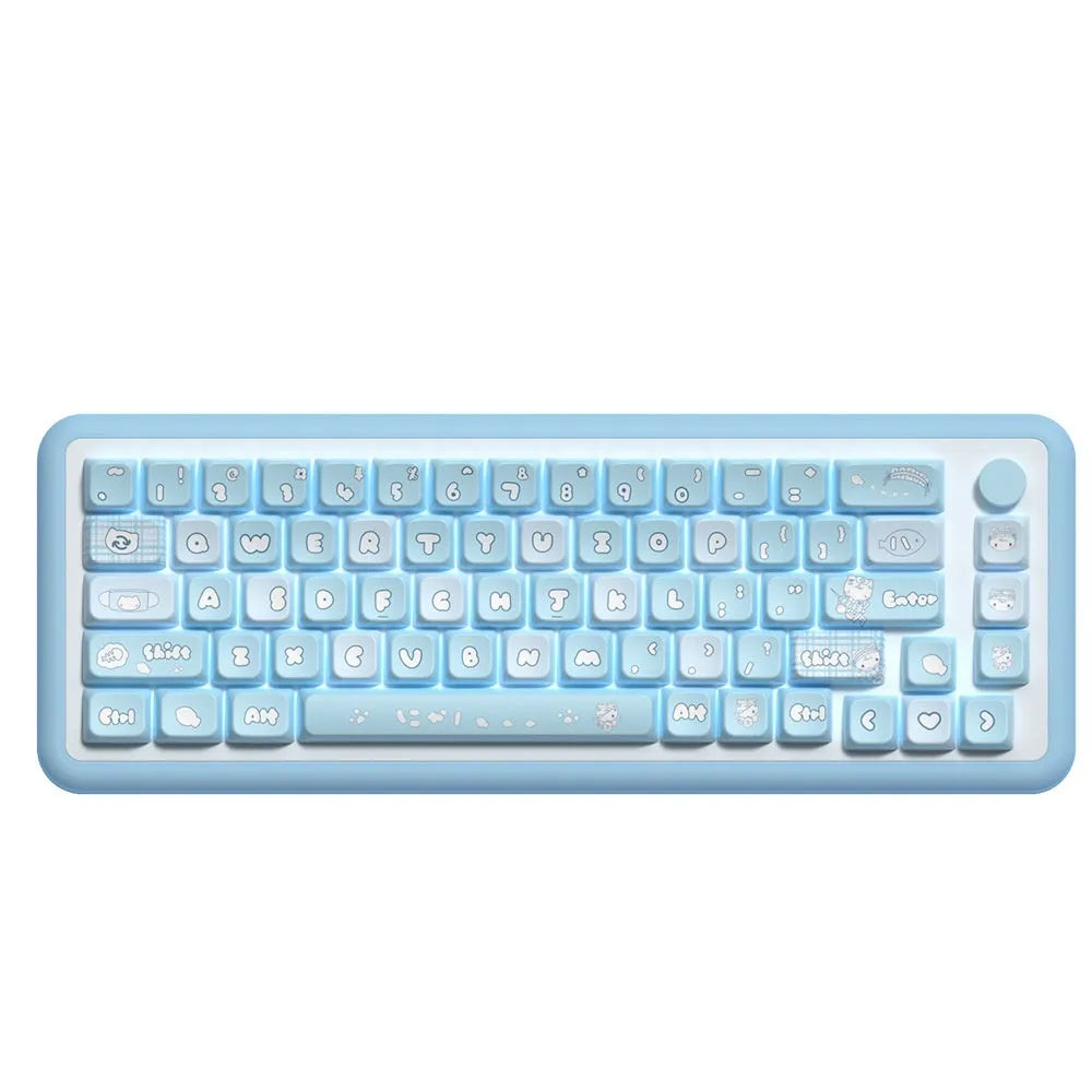 Water colour kitten custom key cap set for mechanical keyboards with sublimation printed artwork on PTB material