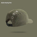 Men's adjustable baseball cap with mesh construction in purple, khaki, green, black, or grey