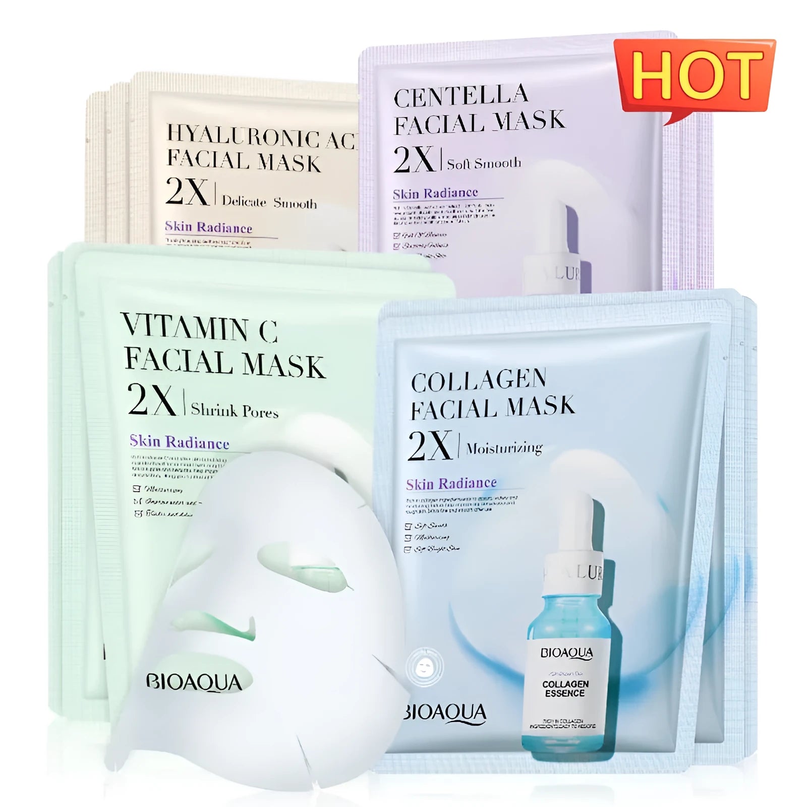 White collagen face sheet mask with 30g gel content for facial application