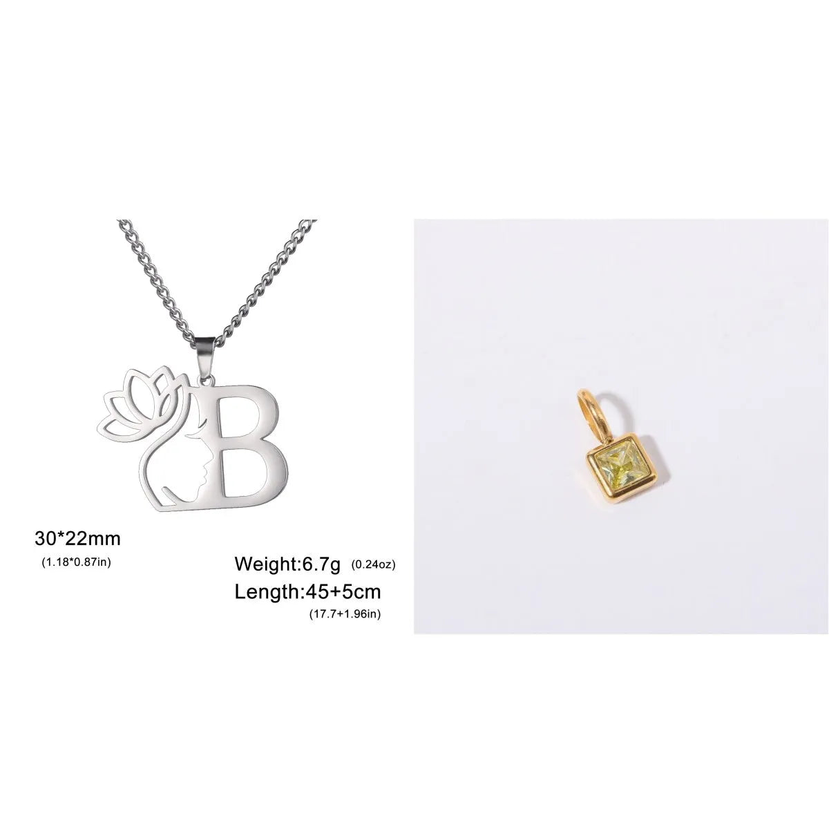 Stainless steel fashion necklace with cross chain design and pendant in gold or silver colour.
