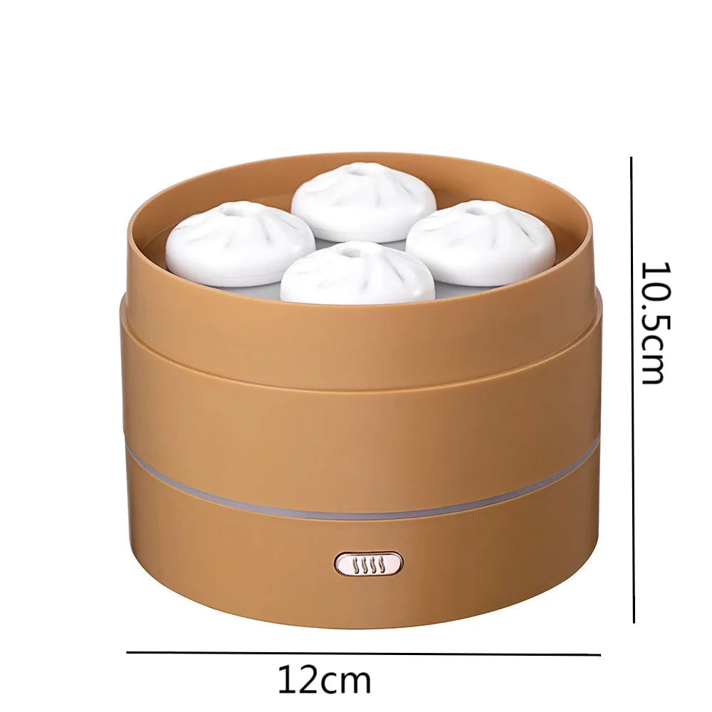 Coffee and white four-spray design 200ml USB aroma diffuser with humidifier and LED night light
