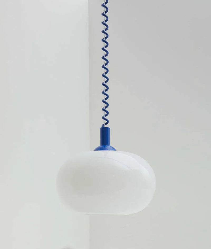 D25CM glass chandelier with red, yellow, or blue flexible wire, 220V modern pendant light