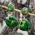 Natural stone emperor stone drop-shaped earrings in ancient style, five colour options A B C D E