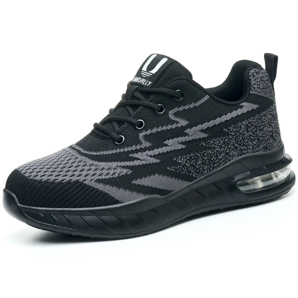 Women's safety trainers with steel toe and Kevlar midsole, flying woven upper, rubber sole, pink or black, EU35-41